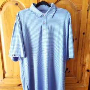 Straight Down Performance Golf Polo Lavendar/Teal Stripe Polyester/Spandex XL